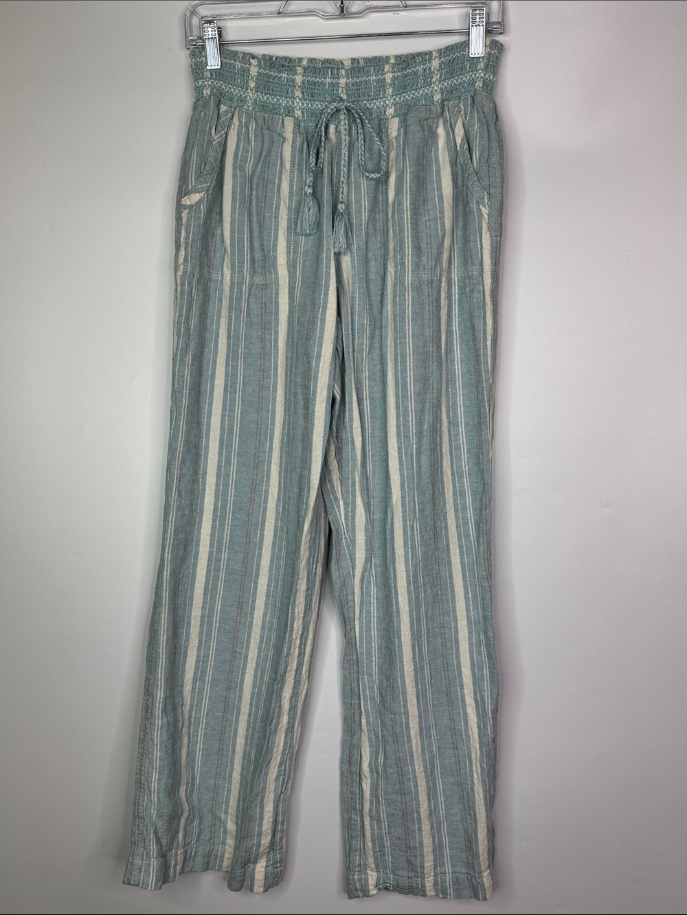 Soundstyle Linen Blend Blue Striped Pants Size Large